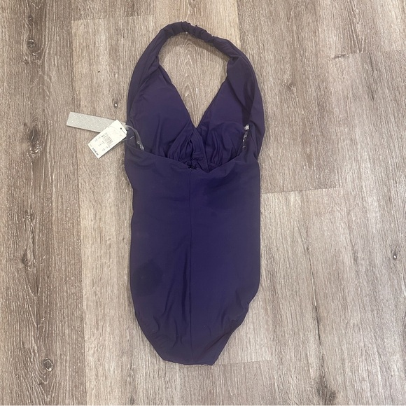 NWT Amoressa Women’s Elegant Navy Halter One-Piece Swimsuit Size 6 - Picture 7 of 8